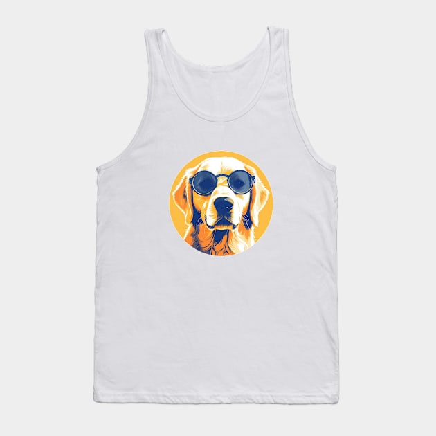 Cute Golden Retriever Wearing Sunglasses Tank Top by Artifyio